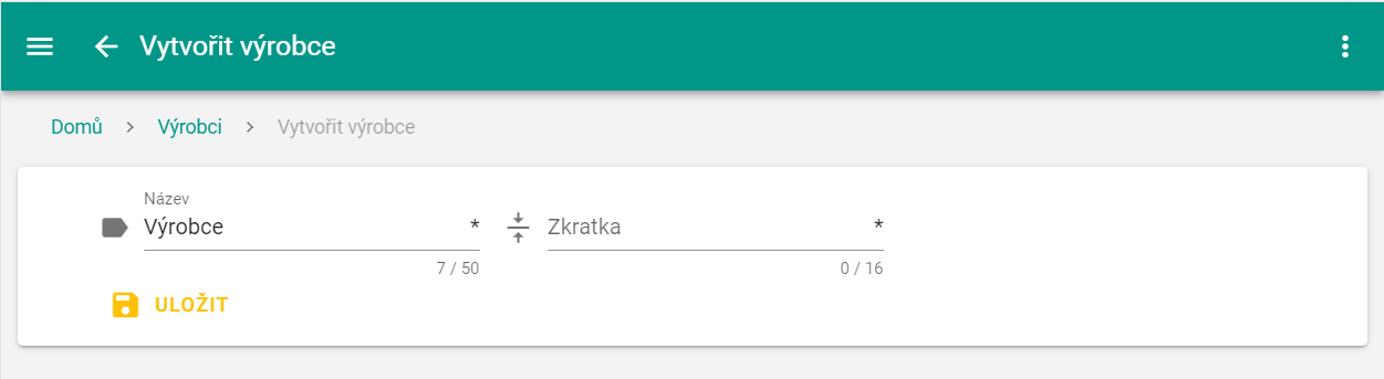 Vytvoření výrobce