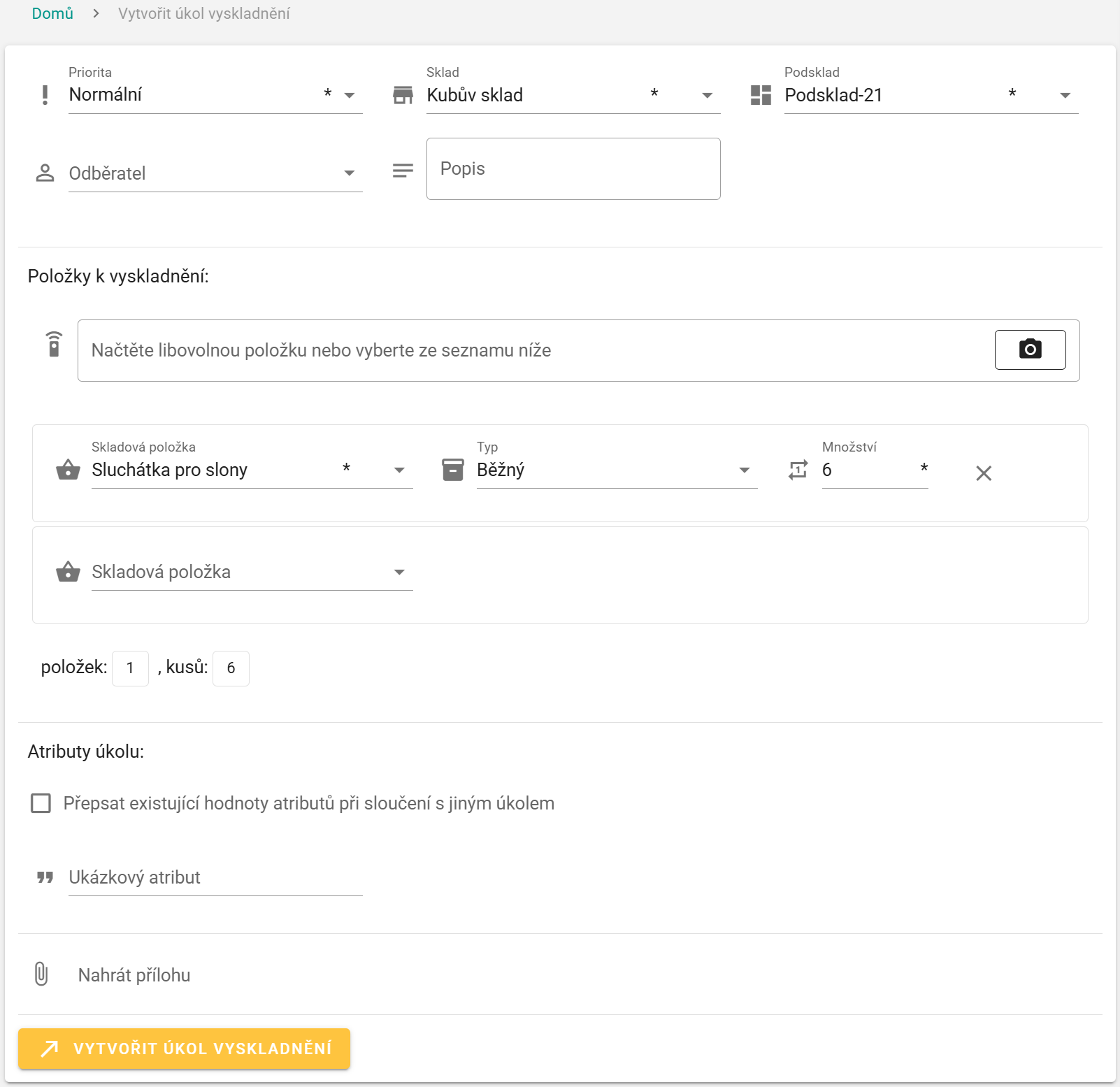 Vytváření úkolů
