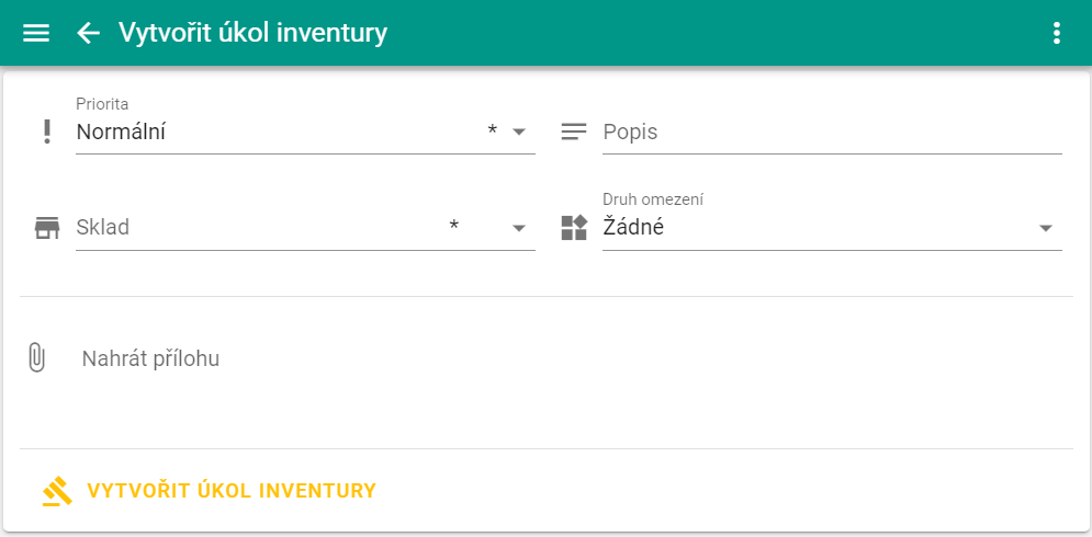 Tvorba úkolu inventura