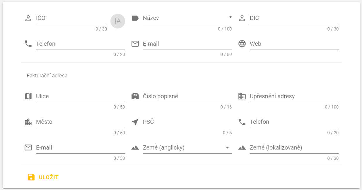 Vytvoření dodavatele