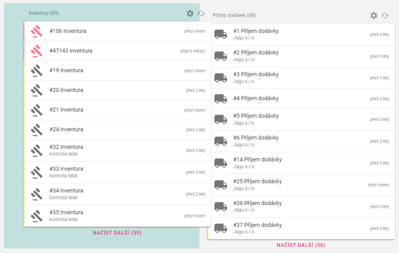 Změny uspořádání seznamů
