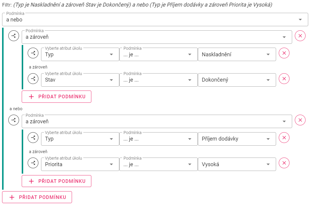 Filtrace s vnořenými podmínkami