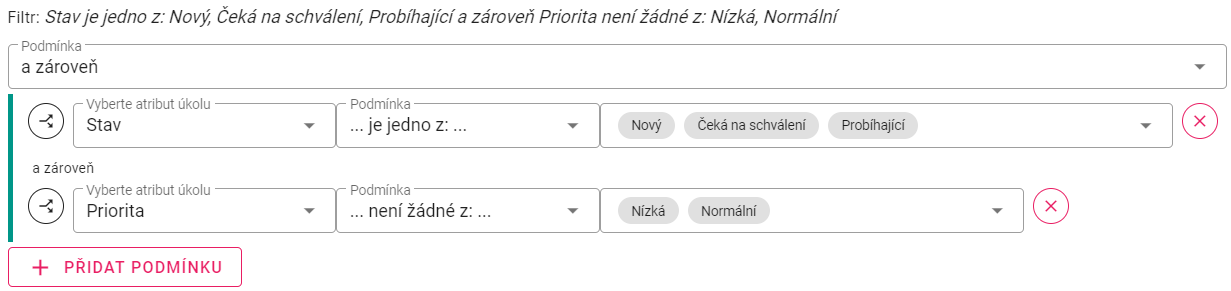 Filtrace s výběrem z množiny