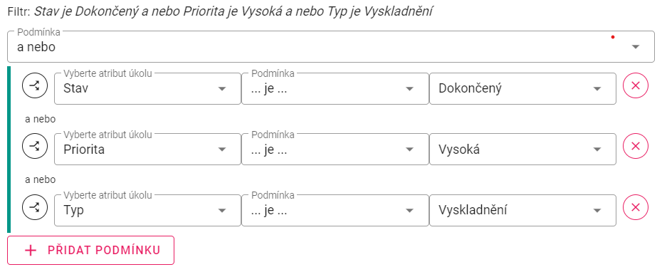 Filtrace pomocí A nebo