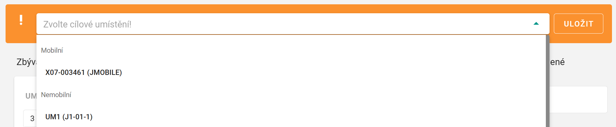 Cilové umístění - výběr