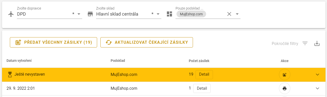 Předávání zásilek