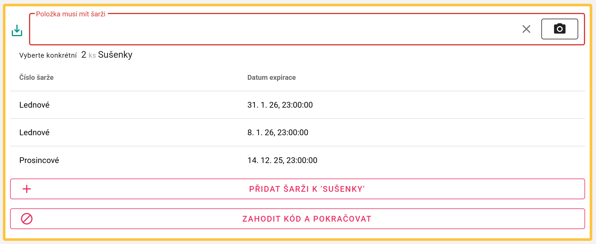 Povinnost volby šarže