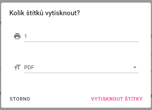 Nastavení počtu a formátu štítků
