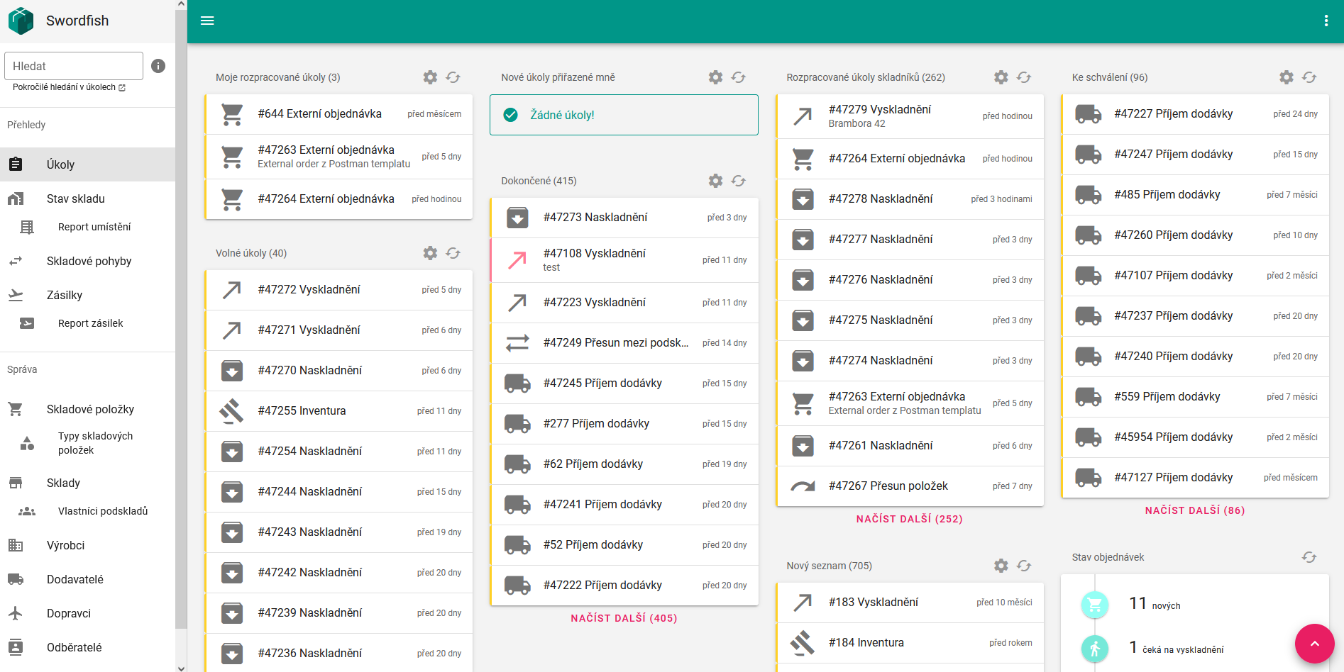 hlavní stránka vedoucího