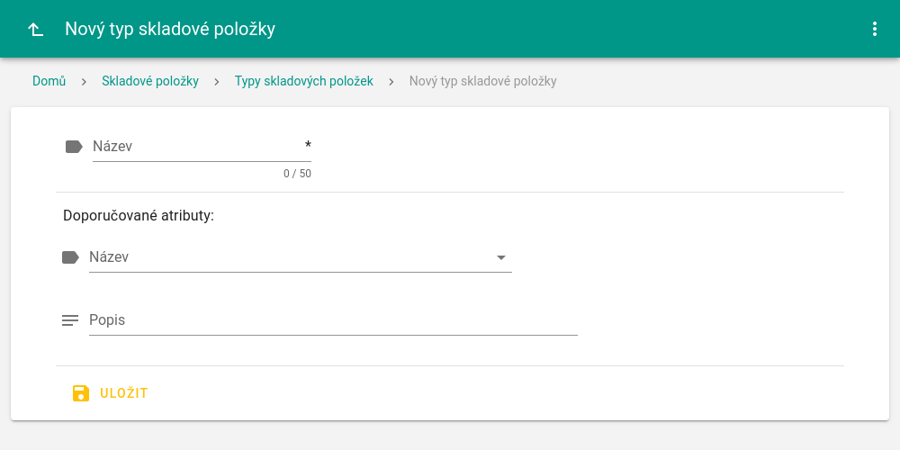 Nový typ skladové položky