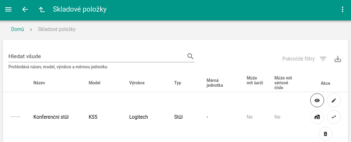 Seznam skladových položek