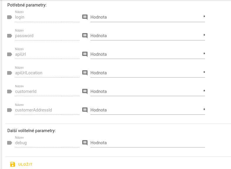 Konfigurace dopravce