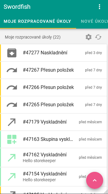 hlavní stránka skladníka